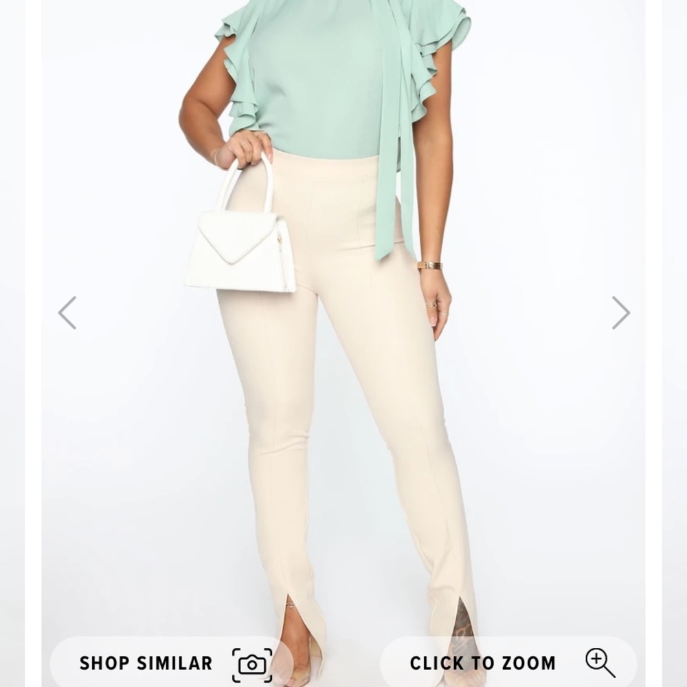 Time For Happy Hour High Waist Trousers - Oatmeal